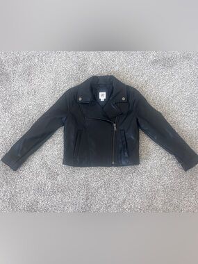GAP Black Kids Faux Leather Biker Jacket NWOT